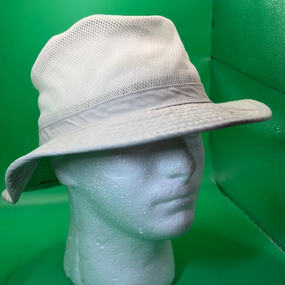 DPC Dorfman Pacific Bucket Hat Mens M Gray Mesh Crown Safari Fisherman Vented